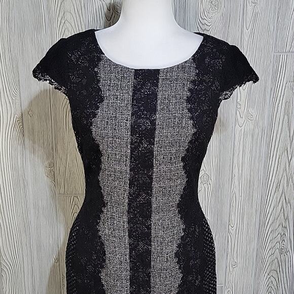 Betsey Johnson Black Lace and Tweed Form Fit Dress, Women's 4 - Picture 2 of 11